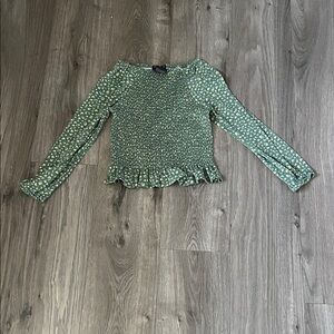 Xhilaration Green Patterned Blouse